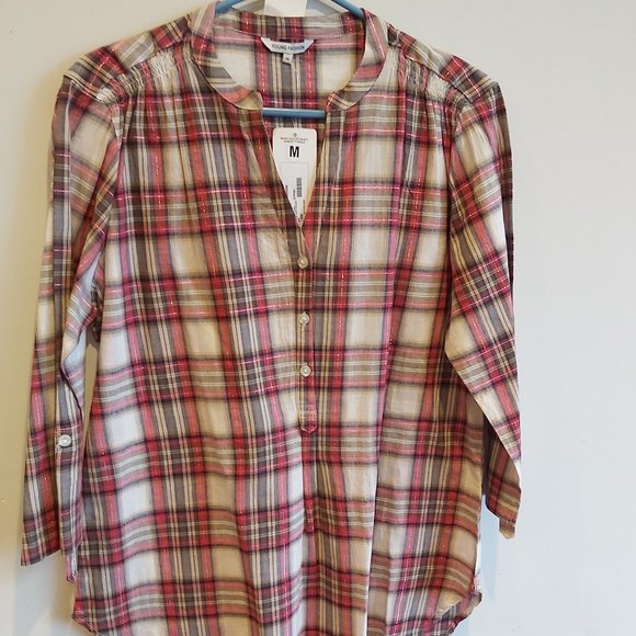 Plaid, tunic style ladies shirt - Picture 1 of 4